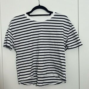 ZARA blue and white striped ovrrsized t shirt